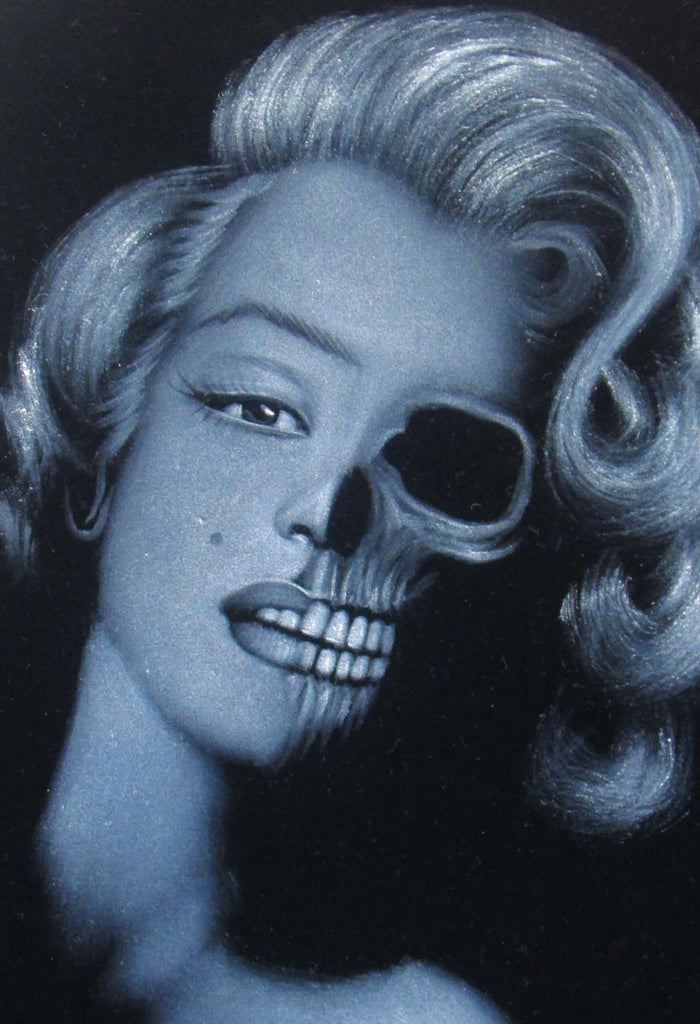 Marilyn Monroe; Calavera day of the dead portrait; Original Oil painting on Black Velvet by Zenon Matias Jimenez- #JM77