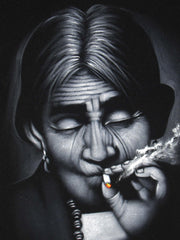 Maria Sabina Portrait, Curandeiro Shaman Witch doctor ,   Original Oil Painting on Black Velvet by Enrique Felix , "Felix" - #JM80