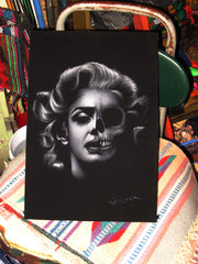 Marilyn Monroe; Calavera day of the dead portrait; Original Oil painting on Black Velvet by Zenon Matias Jimenez- #JM86