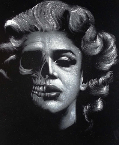Marilyn Monroe; Calavera day of the dead portrait; Original Oil painting on Black Velvet by Zenon Matias Jimenez- #JM87