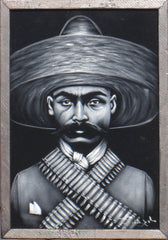 Zapata portrait; Emiliano Zapata; Original Oil painting on Black Velvet by Zenon Matias Jimenez- #JM94