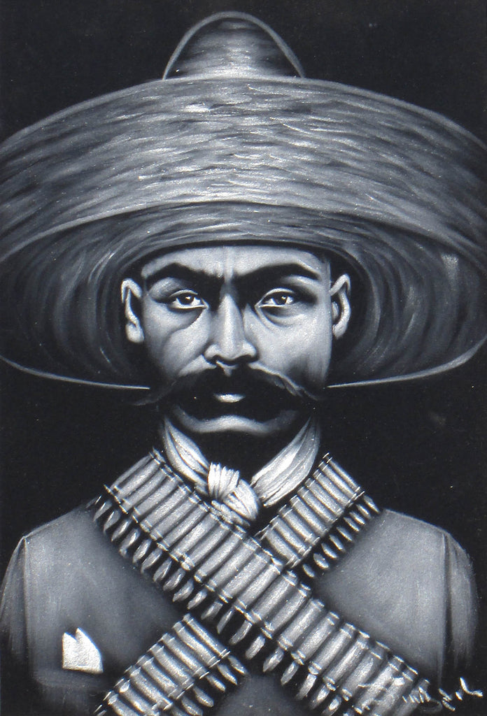 Zapata portrait; Emiliano Zapata; Original Oil painting on Black Velvet by Zenon Matias Jimenez- #JM94