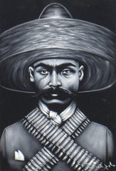 Zapata portrait; Emiliano Zapata; Original Oil painting on Black Velvet by Zenon Matias Jimenez- #JM94