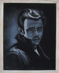 James Dean Oil Painting Portrait on Black Velvet; Original Oil painting on Black Velvet by Arturo Ramirez - #R15