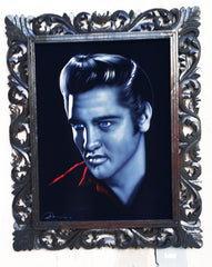Elvis Presley Oil Painting Portrait on Black Velvet; Original Oil painting on Black Velvet by Arturo Ramirez - #R17