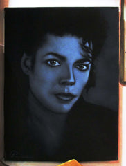 Michael Jackson Portrait,  Original Oil Painting on Black Velvet by Arturo Ramirez "ARGO" - #R29