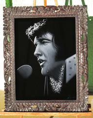 Elvis Presley crying  Oil Painting Portrait on Black Velvet; Original Oil painting on Black Velvet by Arturo Ramirez - #R6