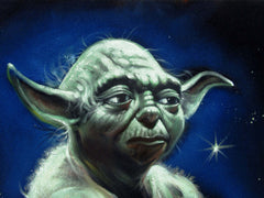 Yoda ; Star Wars; Original Oil painting on Black Velvet by Santos Llamas- #SA100