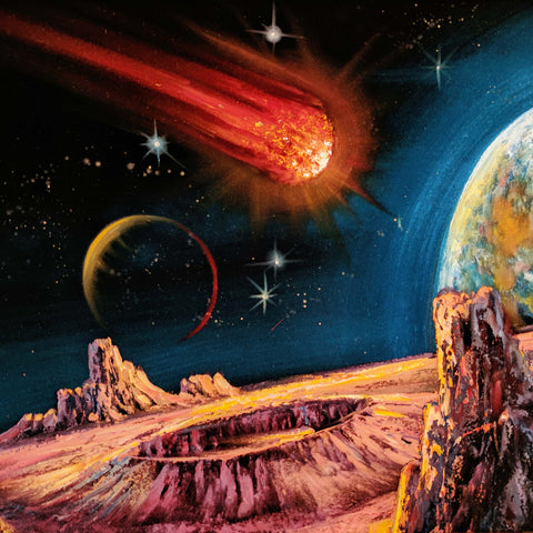 Planetary Space Meteor Original Oil Painting Black Velvet p2 SA180