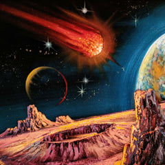 Planetary Space Meteor Original Oil Painting Black Velvet p2 SA180