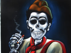 Cantinflas; Calavera de Cantinflas; Mario Moreno ; Mexican Comedian; Original Oil painting on Black Velvet by Santos Llamas- #SA68