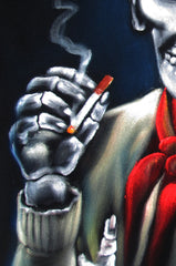 Cantinflas; Calavera de Cantinflas; Mario Moreno ; Mexican Comedian; Original Oil painting on Black Velvet by Santos Llamas- #SA68
