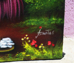 Calavera de Francisco I. Madero (Calavera of Francisco Madero) ; Original Oil painting on Black Velvet by Santos Llamas- #SA92