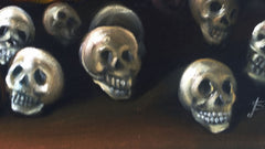 Oaxaqueña; Calavera Oaxaqueña ; Original Oil painting on Black Velvet by Santos Llamas- #SA95
