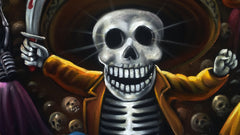 Oaxaqueña; Calavera Oaxaqueña ; Original Oil painting on Black Velvet by Santos Llamas- #SA95