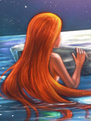 The Little Mermaid, Ariel; Original Oil painting on Black Velvet by Santos Llamas- #SA96