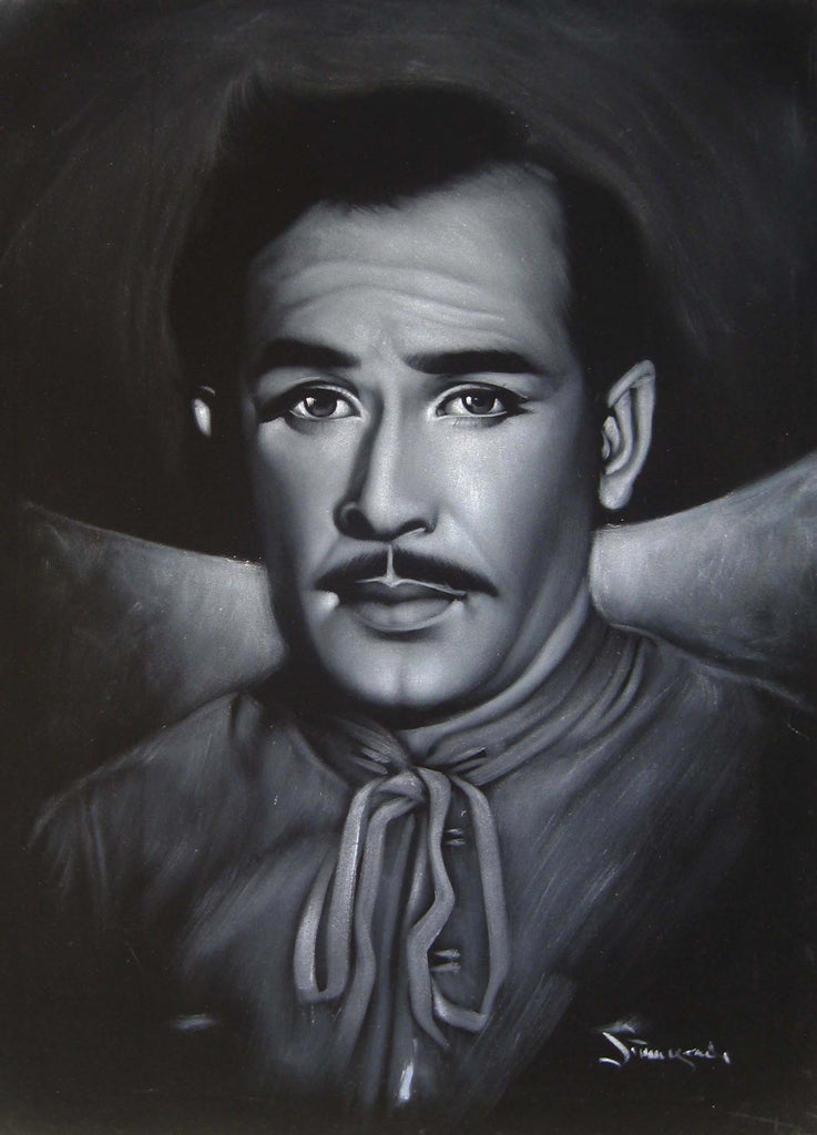 Pedro Infante portrait; ; Original Oil painting on Black Velvet by Zenon Matias Jimenez- #JM115