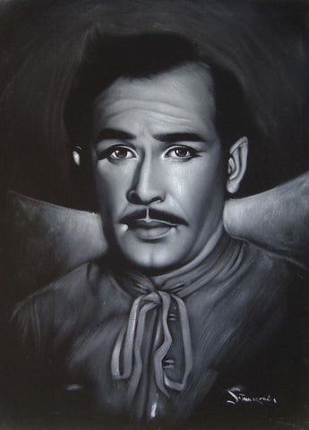 Pedro Infante portrait; ; Original Oil painting on Black Velvet by Zenon Matias Jimenez- #JM115