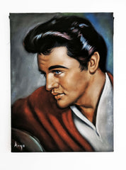 Elvis Presley Portrait ; Jail House Rock , Original Oil Painting on Black Velvet by Alfredo Rodriguez "ARGO" - #A317