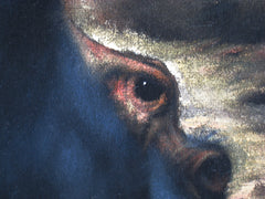 Hippo, Hippopotamus, Original Oil Painting on Black Velvet by Enrique Felix , "Felix" - #F14