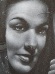 Maria Felix, Mexican Actress, Original Oil Painting on Black Velvet by Enrique Felix , "Felix" - #F44