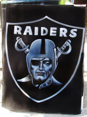 Oakland Raiders logo, NFL Original Oil Painting on Black Velvet by Enrique Felix , "Felix" - #F139