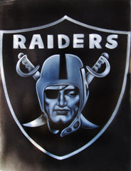 Oakland Raiders logo, NFL Original Oil Painting on Black Velvet by Enrique Felix , "Felix" - #F139