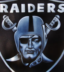 Oakland Raiders logo, NFL Original Oil Painting on Black Velvet by Enrique Felix , "Felix" - #F139