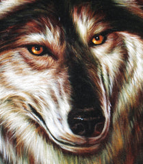 Wolf ,  Gray Wolf,  Original Oil Painting on Black Velvet by Enrique Felix , "Felix" - #F146