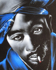 Tupac Amaru Shakur portrait, 2Pac,  Original Oil Painting on Black Velvet by Enrique Felix , "Felix" - #F147