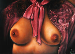 Nude, Sexy Russian Playboy Nude,  Original Oil Painting on Black Velvet by Enrique Felix , "Felix" - #F157