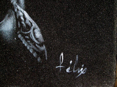 Elvis Presley Playing Guitar,  Original Oil Painting on Black Velvet by Enrique Felix , "Felix" - #F160