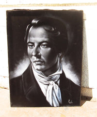 Joseph Smith Portrait, Mormon Founder,   Original Oil Painting on Black Velvet by Enrique Felix , "Felix" - #F162