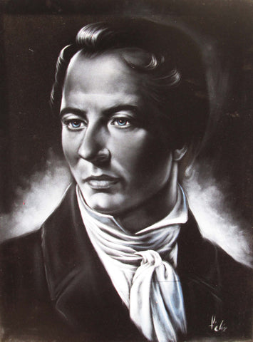 Joseph Smith Portrait, Mormon Founder,   Original Oil Painting on Black Velvet by Enrique Felix , "Felix" - #F162