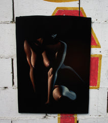 Nude, Sexy Chiaroscuro Nude in the Dark,  Original Oil Painting on Black Velvet by Enrique Felix , "Felix" - #F185