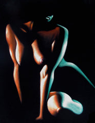 Nude, Sexy Chiaroscuro Nude in the Dark,  Original Oil Painting on Black Velvet by Enrique Felix , "Felix" - #F185