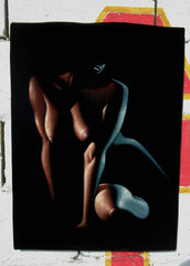 Nude, Sexy Chiaroscuro Nude in the Dark,  Original Oil Painting on Black Velvet by Enrique Felix , "Felix" - #F185