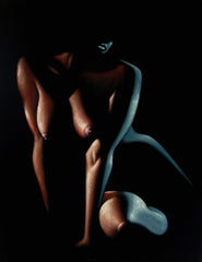 Nude, Sexy Chiaroscuro Nude in the Dark,  Original Oil Painting on Black Velvet by Enrique Felix , "Felix" - #F185