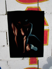 Nude, Sexy Chiaroscuro Nude in the Dark,  Original Oil Painting on Black Velvet by Enrique Felix , "Felix" - #F185