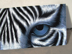 Tiger Eyes, White Tiger Eyes  Original Oil Painting on Black Velvet by Enrique Felix , "Felix" - #F190
