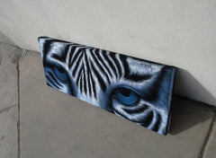 Tiger Eyes, White Tiger Eyes  Original Oil Painting on Black Velvet by Enrique Felix , "Felix" - #F190
