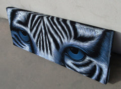 Tiger Eyes, White Tiger Eyes  Original Oil Painting on Black Velvet by Enrique Felix , "Felix" - #F190