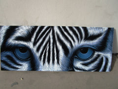 Tiger Eyes, White Tiger Eyes  Original Oil Painting on Black Velvet by Enrique Felix , "Felix" - #F190