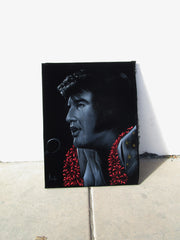 Elvis Presley, Crying with Tear,  Original Oil Painting on Black Velvet by Enrique Felix , "Felix" - #F191