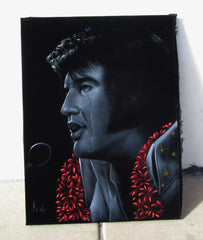 Elvis Presley, Crying with Tear,  Original Oil Painting on Black Velvet by Enrique Felix , "Felix" - #F191