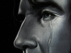Elvis Presley, Crying with Tear,  Original Oil Painting on Black Velvet by Enrique Felix , "Felix" - #F191