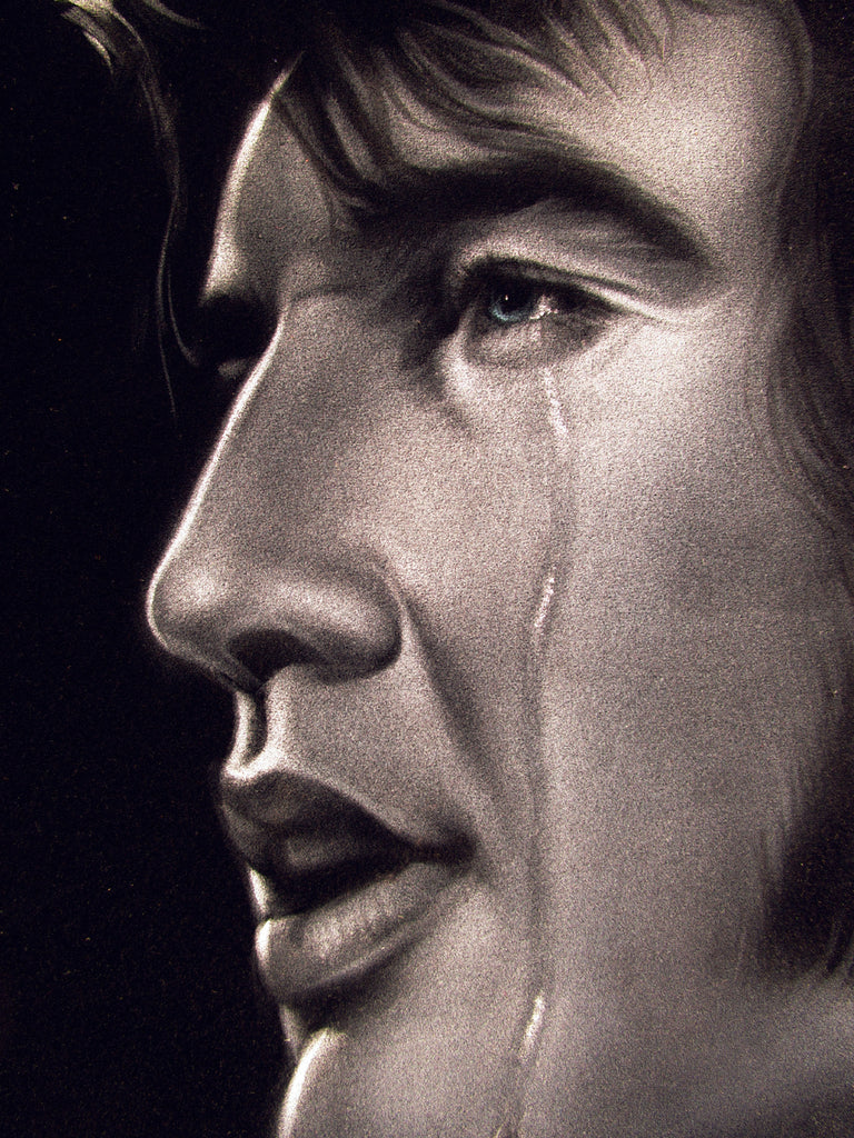 Elvis Presley, Crying with Tear,  Original Oil Painting on Black Velvet by Enrique Felix , "Felix" - #F191