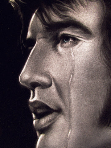 Elvis Presley, Crying with Tear,  Original Oil Painting on Black Velvet by Enrique Felix , "Felix" - #F191