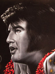 Elvis Presley, Crying with Tear,  Original Oil Painting on Black Velvet by Enrique Felix , "Felix" - #F191