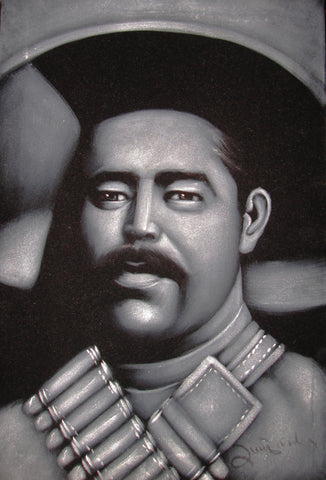 Pancho Villa portrait; Francisco (Pancho) Villa; Original Oil painting on Black Velvet by Zenon Matias Jimenez- #JM110